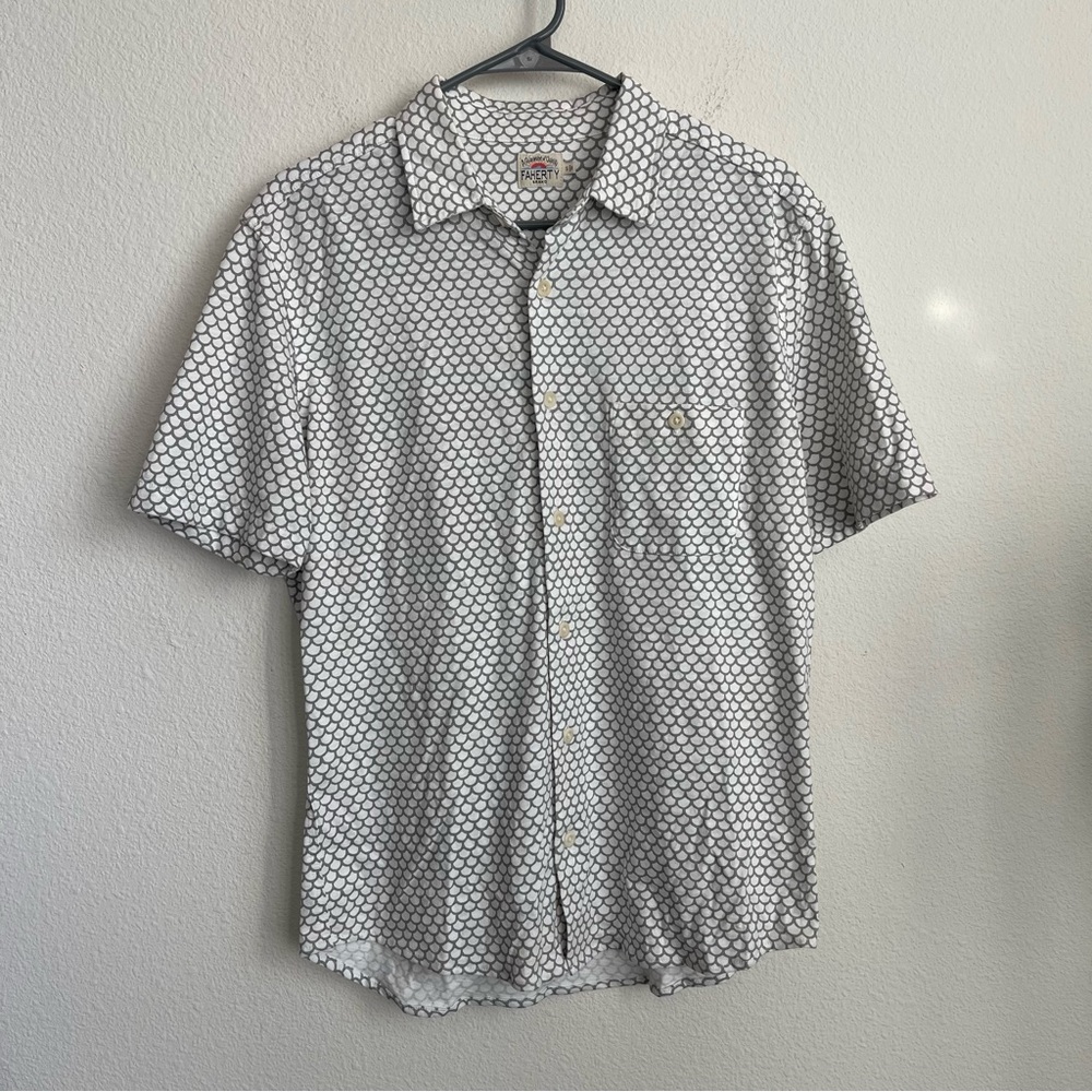 Faherty Scale Print Button Down Short Sleeve Shirt - image 3